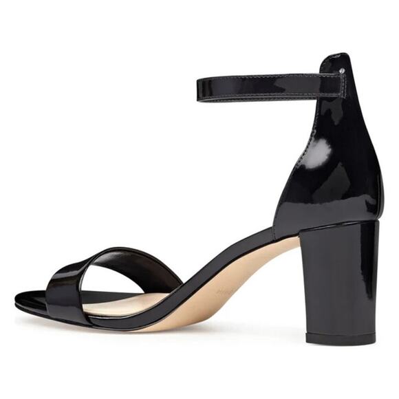 Nine West Women's Black Patent Pruce Ankle Strap Block Heel Sandals Size 8.5M - Picture 3 of 10